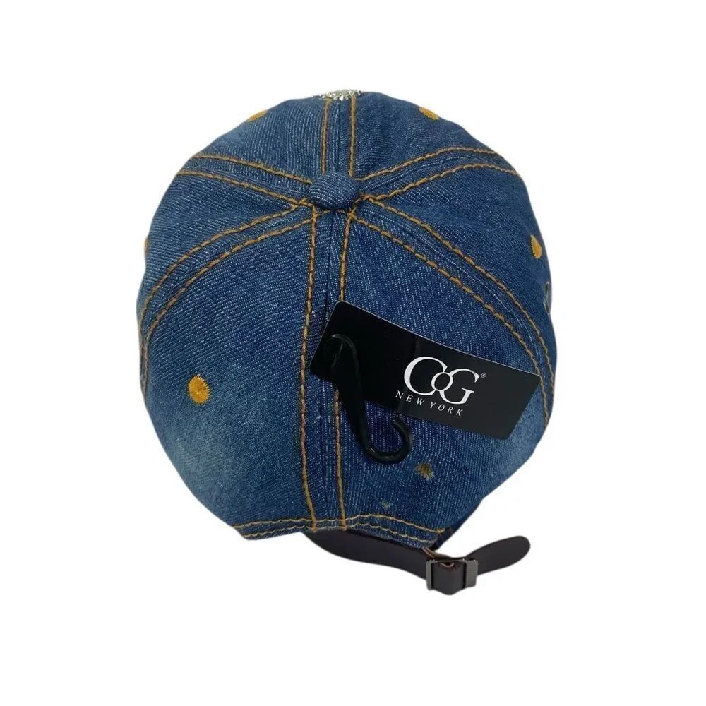Denim Rhinestone Crown Cap - Picture 2 of 10